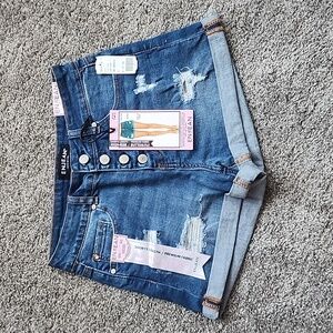 NWT - ENJEAN Button Fly High Rise Denim jean shorts size M